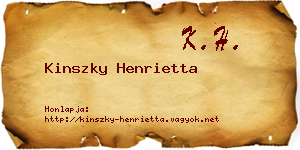 Kinszky Henrietta névjegykártya